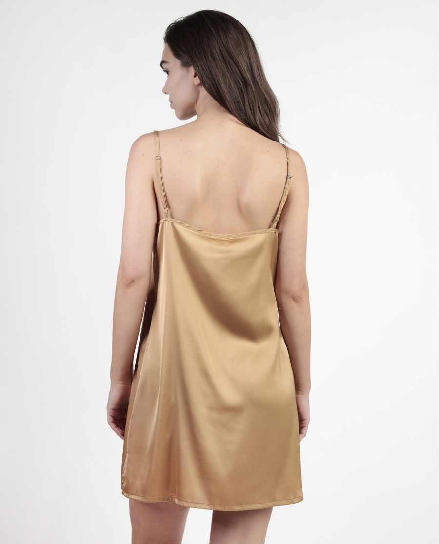 Camisa em Cetim com Plumas Dourada