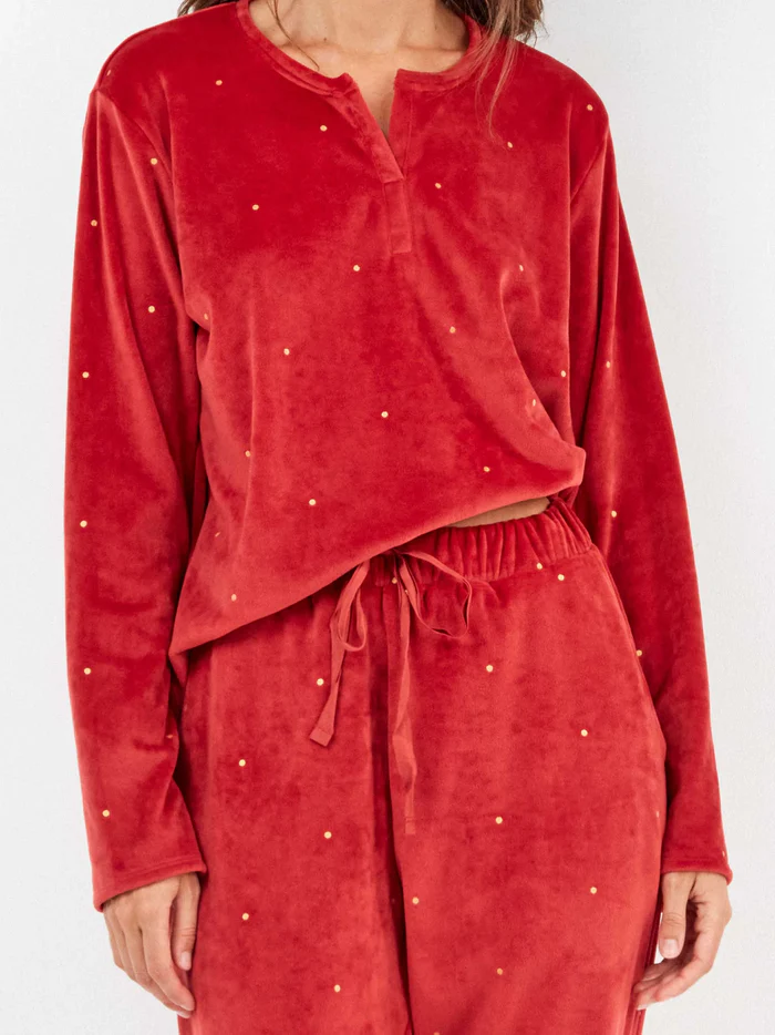 Pijama de senhora Polar Vermelho Pintas