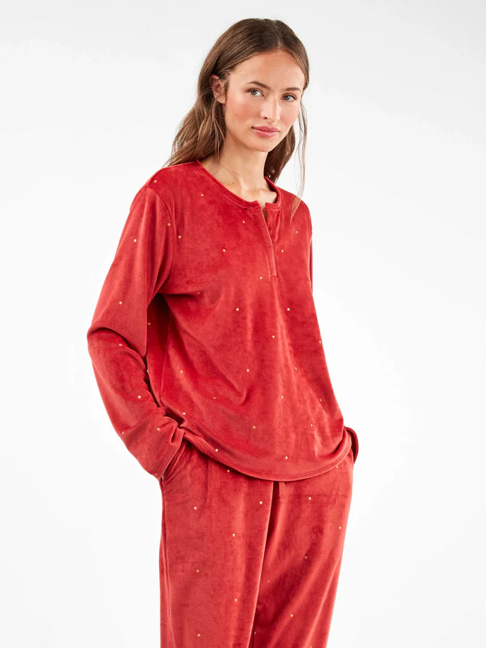 Pijama de senhora Polar Vermelho Pintas